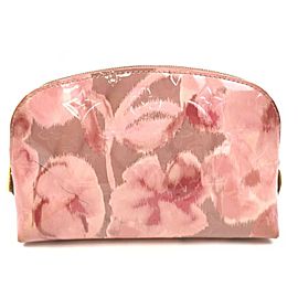 Louis Vuitton Pink Vernis Monogram Ikat Roses Cosmetic Pouch 862978