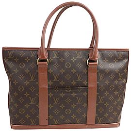 Louis Vuitton Sac Weekend Pm Monogram Large Zip 872382 Brown Coated Canvas Tote