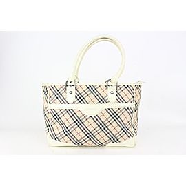 Louis Vuitton Nova Check White Shopper Tote Bag 824bur40