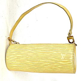 Louis Vuitton Mini Papillon Epi Soufflot Wristlet Pouch Vanilla Beige Yellow 34la53A