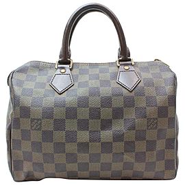 Louis Vuitton Speedy 25 870947 Brown Damier Ébène Canvas Satchel