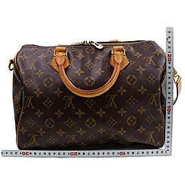 Louis Vuitton Speedy 30 Bandouliere Monogram with Strap 872689a Brown Coated Canvas Shoulder Bag