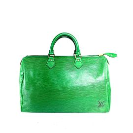 Louis Vuitton Speedy 35 Borneo Large 3lva717 Green Epi Leather Satchel