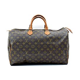 Louis Vuitton Speedy 872284 Monogram 40 Brown Coated Canvas Satchel