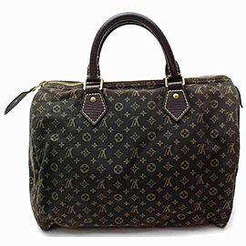 Louis Vuitton Brown Ebene Monogram Mini Lin Idylle Speedy 30 Boston 860845