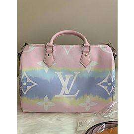 Louis Vuitton Speedy Escale Collection 30 Bandouliere In Pastel Tye Dye 870aus Pink Coated Canvas Satchel