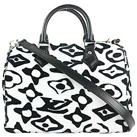 Louis Vuitton LVxUF Urs Fischer Black White Speedy Bandouliere 25 with Strap 6lvs18