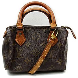 Louis Vuitton Speedy Mini Bandouliere Nano Hl Small with Strap 872494 Brown Coated Canvas Satchel