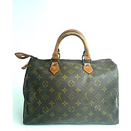 Louis Vuitton Speedy Monogram 30 1lv63 Brown Coated Canvas Satchel