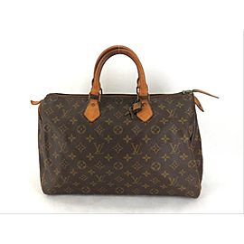 Louis Vuitton Speedy Monogram 35 with Lock and Key Set 221072 Brown Coated Canvas Weekend/Travel Bag