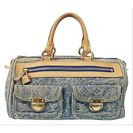 Louis Vuitton Speedy Neo Monogram 199318 Blue Denim Shoulder Bag