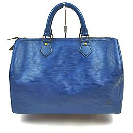 Louis Vuitton Toledo Blue Epi Leather Speedy 30 Boston MM 861522