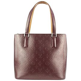 Louis Vuitton Bordeaux Monogram Vernis Mat Stockton Zip Tote Bag 610lvs616