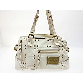 Louis Vuitton Studded Riveting 227296 White Leather Shoulder Bag