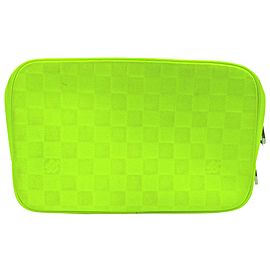 Louis Vuitton Lime Neon Green Damier Infini Toiletry Pouch Cosmetic Case 863022