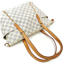 Louis Vuitton Totally 872257 Damier Azur Pm Zip White Coated Canvas Tote