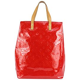 Louis Vuitton Red Monogram Vernis Reade MM Tote Bag 4LV106