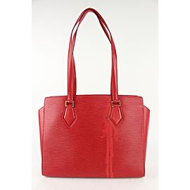 Louis Vuitton Red Epi Leather Duplex Zip Tote Bag 104lv44