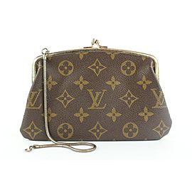 Louis Vuitton Monogram French Twist Kisslock Pouch Wristlet 602lvs315