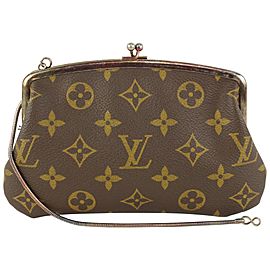 Louis Vuitton Monogram French Twist Purse Kisslock Pouch on Chain 101lv18