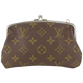 Louis Vuitton Monogram Kisslock Pouch French Twist Coin Purse 1013lv21