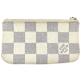 Louis Vuitton Damier Azur Key Pouch Pochette Cles Keychain Coin Case 861728