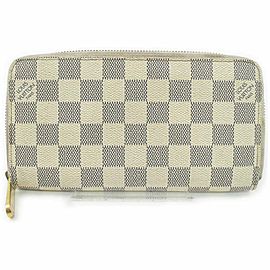 Louis Vuitton Damier Azur Long Zippy Wallet Zip Around Continental Clutch 861286