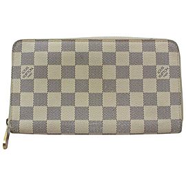 Louis Vuitton White Zippy Organizer Damier Azur Long Zip Around 871029 Wallet