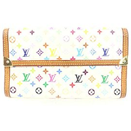 Louis Vuitton White Monogram Multicolor Sarah Wallet Portefeuille Tresor 861714