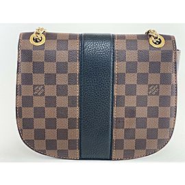 Louis Vuitton Wight Damier Ebene Chain Flap 1la422 Brown Coated Canvas Cross Body Bag