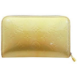 Louis Vuitton Silver-Green Monogram Vernis Zippy Organizer Wallet Zip Around 2341756