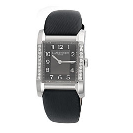 Baume & Mercier Hampton Milleis 10022 Black Dial Leather Quartz 27mm Womens Watch