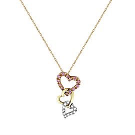 Pink Sapphire & Diamond Heart Link Pendant