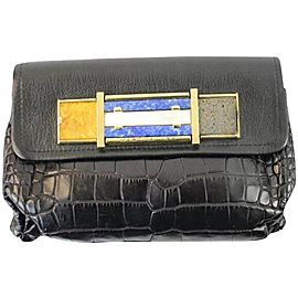 Marc Jacobs Limited Edition 150mja1025 Black Crocodile Skin Leather Clutch