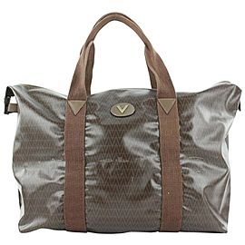 Mario Valentino XL Brown Monogram Logo Zip Duffle Tote bag 49mv125