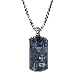 David Yurman Dog Tag with Pietersite in Silver