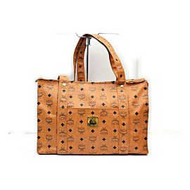 MCM Cognac Monogram Visetos Shopper Tote Bag 862371