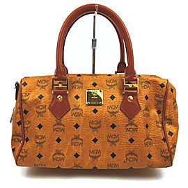 MCM Cognac Monogram Visetos Boston Bag 855229