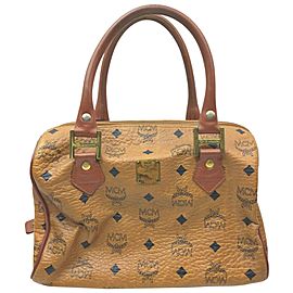 MCM Cognac Monogram Visetos Boston Bag 862336