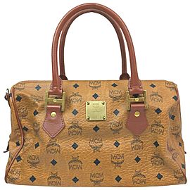 MCM Cognac Monogram Visetos Boston Bag 863073