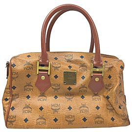 MCM Cognac Monogram Visetos Boston Bag 863128