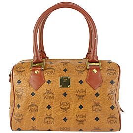 MCM Cognac Monogram Visetos Boston Bag 915mcm68