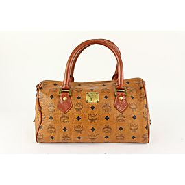 MCM Cognac Monogram Visetos Boston Bag 924mcm20