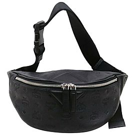 MCM Black Monogram Visetos Leather Embossed Bum Bag Fanny Pack 863179