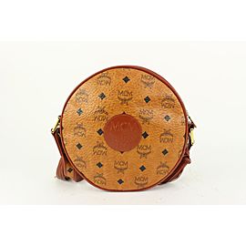 MCM Cognac Monogram Visetos Round Crossbody Bag 916mcm89