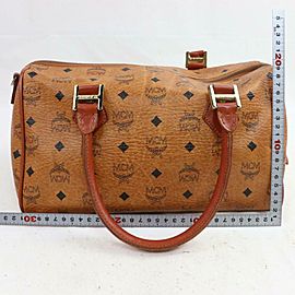 MCM Cognac Monogram Visetos Boston 870972 Brown Coated Canvas Weekend/Travel Bag