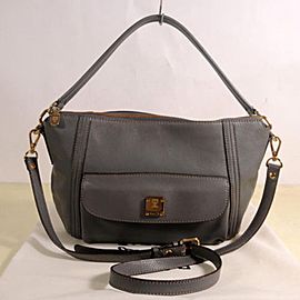 MCM Hobo 868508 Grey Leather Shoulder Bag