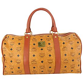 MCM Cognac Monogram Visetos Boston Duffle Bag 917mcm28