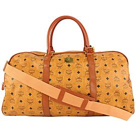 MCM Cognac Monogram Visetos Boston Duffle Strap 916mcm1