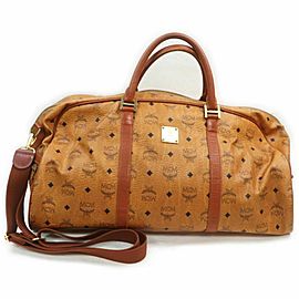 MCM Cognac Monogram Visetos Boston Duffle with Strap 858947